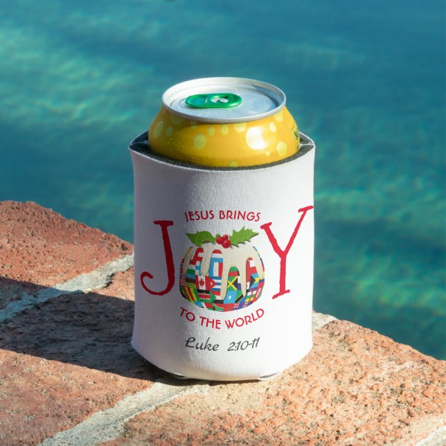 Christian | JOY TO THE WORLD Flags | Christmas Can Cooler (In Situ Pool)
