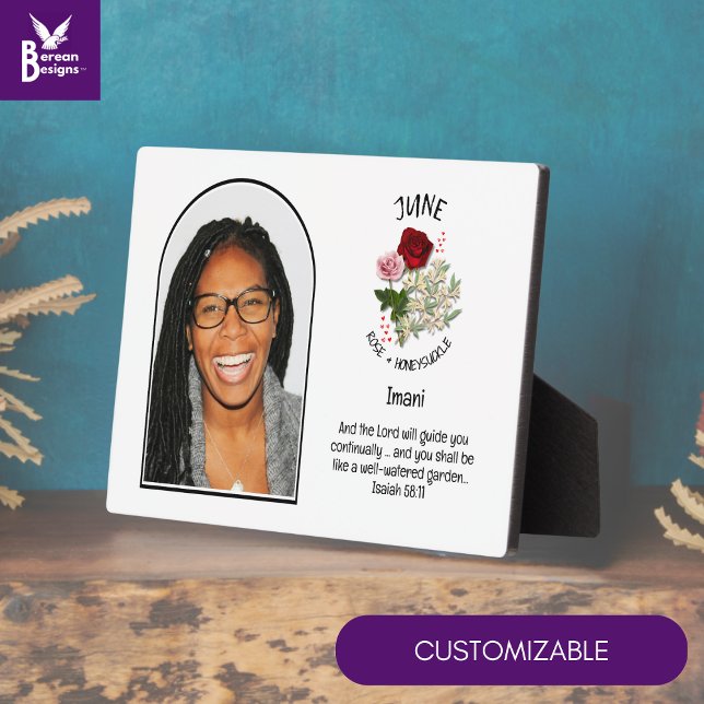 Christian JUNE Birth Month Flower NAME PHOTO Plaque (Creator Uploaded)