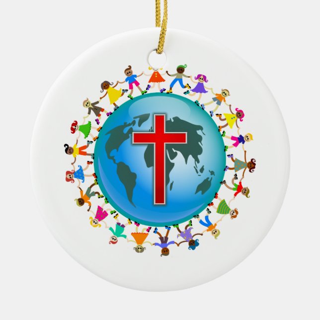 Christian Kids Ceramic Ornament (Front)