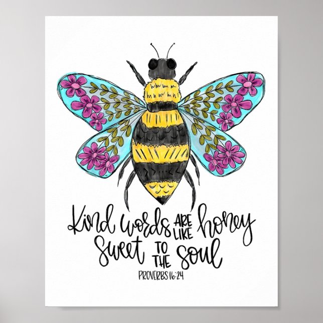 Christian Kind Words Are Like Honey Bible Verse Re Poster (Front)