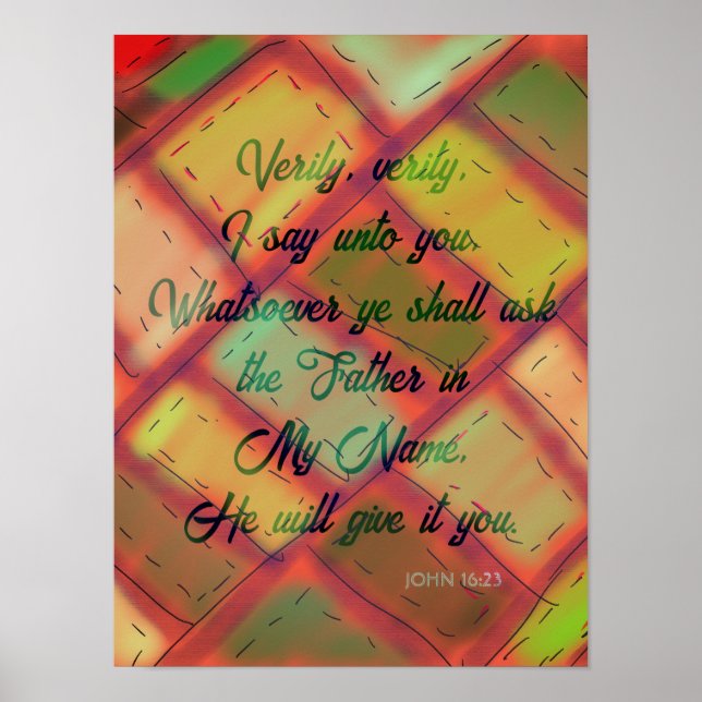 Christian King James Bible Verse John 16:23 Poster (Front)