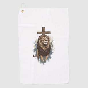 Christian Lion and Cross Vintage Golf Towel