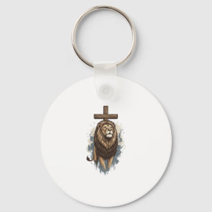 Christian Lion and Cross Vintage Keychain