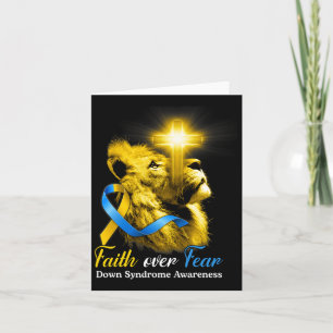 Christian Lion Cross Faith Over Fear Down Syndrome Card