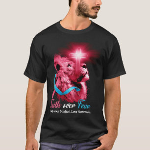 Christian Lion Cross Faith Over Fear Pregnancy & I T-Shirt
