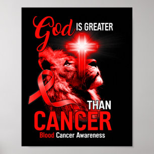 Christian Lion Cross God Is Greater Than Cancer Re Poster
