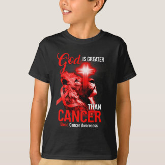 Christian Lion Cross God Is Greater Than Cancer Re T-Shirt