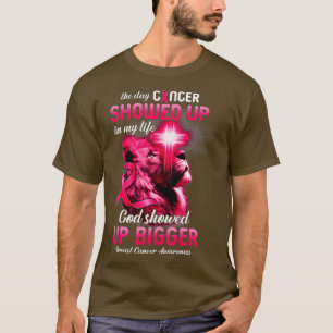 Christian Lion Cross Pink Ribbon Breast Cancer Awa T-Shirt