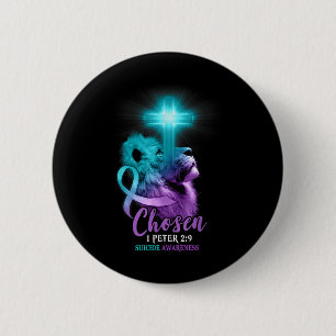 Christian Lion Cross Religious Bible Verse Suicide 2 Inch Round Button