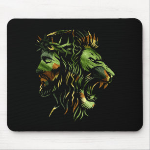 Christian Lion Jesus Crown Camo Faith Design Mouse Pad