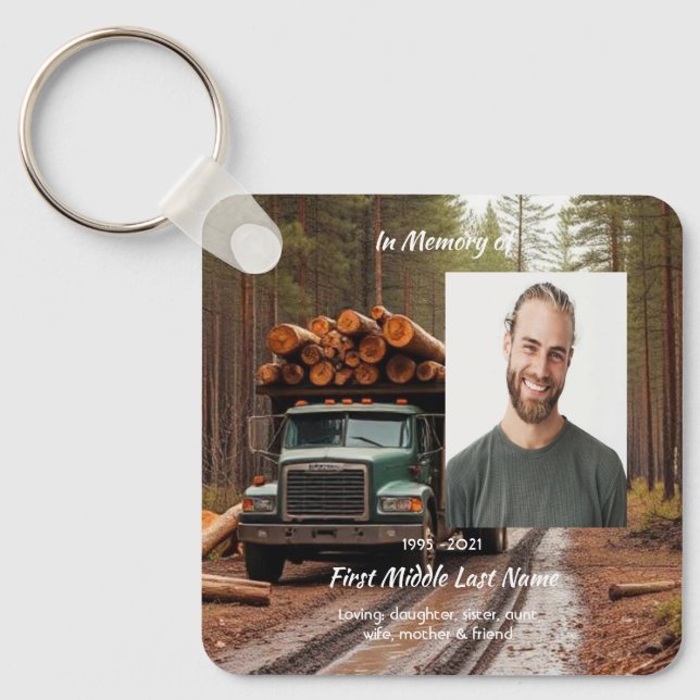 Christian Log Truck Driver  Memorial Keepsake  Keychain (Front)