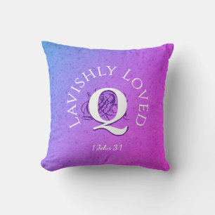 Christian Love LAVISHLY LOVED Monogram Throw Pillow