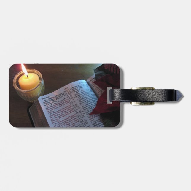 Christian Luggage Tag w/ leather strap (Back Horizontal)
