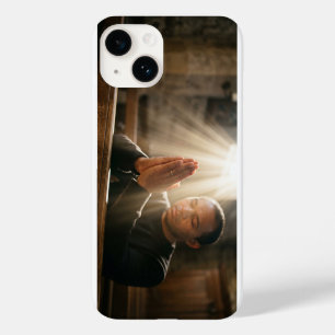 Christian Man Praying with Holy Light iPhone Case