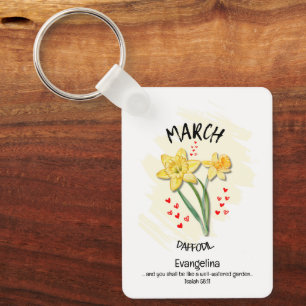 Christian MARCH Birth Month Flower Daffodil Keychain