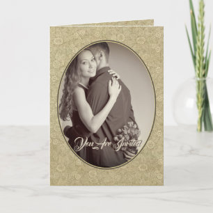 Christian Mariage damassé Invitation Cream/Tan