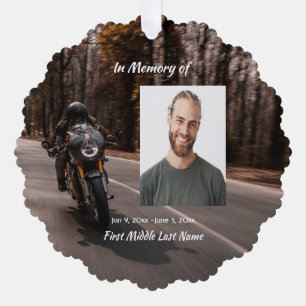 Christian Memorial Custom Photo Motorcycle Biker Ornament Card