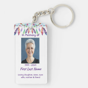 Christian Memorial Feathers Boho Tribal Native Keychain