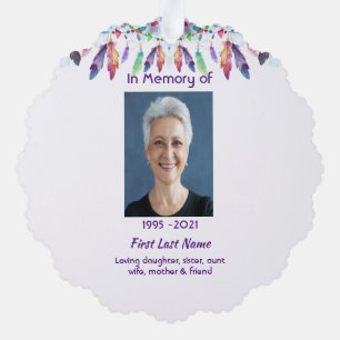 Christian Memorial  Feathers Boho Tribal Native Ornament Card