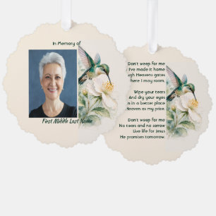 Christian Memorial Hummingbird White Flowers Ornament Card