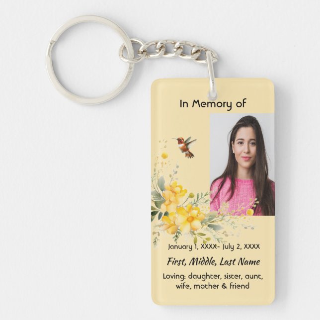 Christian Memorial Hummingbird Yellow Roses (Devant)