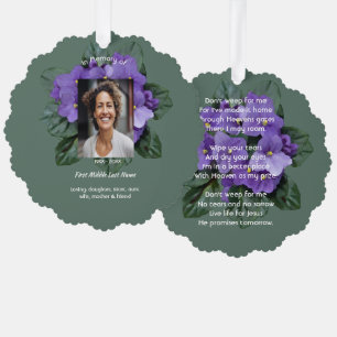 Christian Memorial Keepsake African Violet Ornament Card
