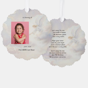 Christian Memorial Keepsake Angel Reaching Ornament Card