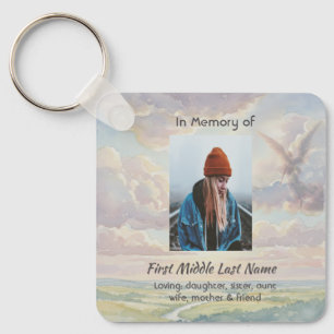 Christian Memorial Keepsake Angel Sky Clouds Keychain