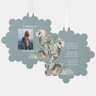 Christian  Memorial Keepsake Barn Owl Bird Ornament Card