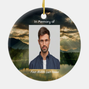 Christian Memorial Keepsake Beautiful Lake Beach Ceramic Ornament