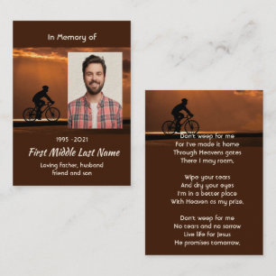 Christian Memorial Keepsake Biking Cycling Bike  Business Card