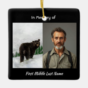 Christian Memorial Keepsake Black Bear Animal Ceramic Ornament