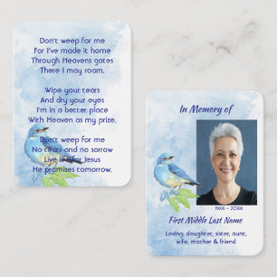 Christian Memorial Keepsake Bluebird Garden Bird Business Card