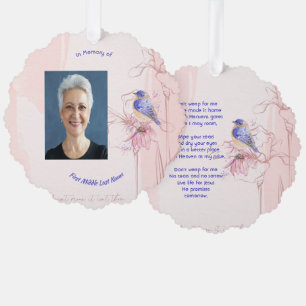 Christian Memorial Keepsake  Bluebird Garden  Ornament Card