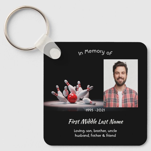 Christian Memorial Keepsake Bowling Bowler Keychain (Front)
