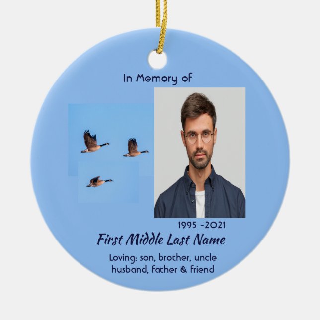 Christian Memorial Keepsake Canada Goose Outdoors Ceramic Ornament (Front)