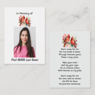 Christian Memorial Keepsake Cardinal Bird Business Card