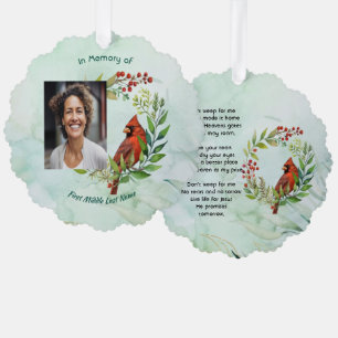 Christian Memorial Keepsake Cardinal Bird Ornament Card