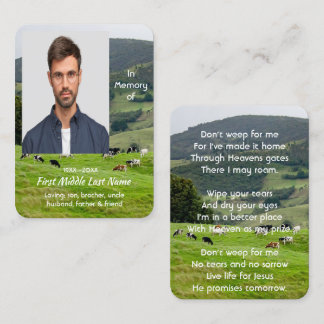 Christian Memorial Keepsake Cattle Farm Landscape Business Card