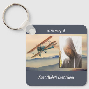 Christian Memorial Keepsake Clouds Biplane Sky Keychain