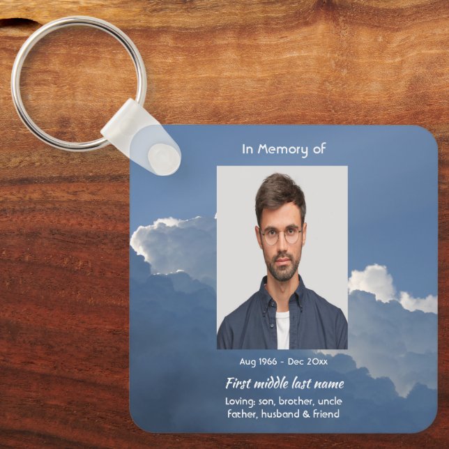 Christian Memorial Keepsake Clouds Sky Heavenly Keychain (Front)