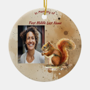 Christian Memorial Keepsake Cute Red Squirrel Ceramic Ornament
