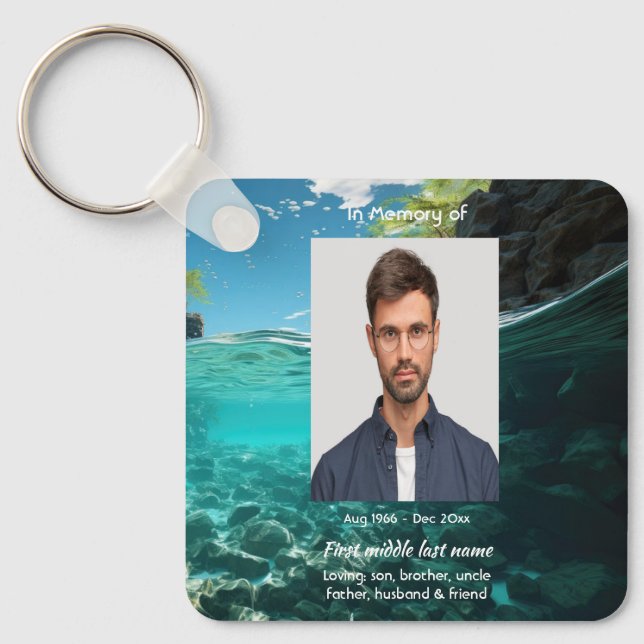 Christian Memorial Keepsake  Deep Sea Diving Diver Keychain (Front)