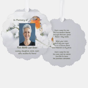 Christian Memorial Keepsake English Robin Bird Ornament Card