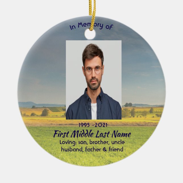 Christian Memorial Keepsake Farm Crop Prairie Ceramic Ornament (Front)