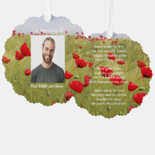 Christian Memorial Keepsake Field Red Poppy Ornament Card