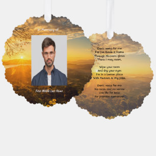 Christian Memorial Keepsake Golden Sunrise  Ornament Card