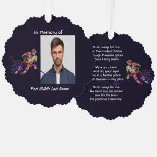 Christian Memorial Keepsake Hockey Player Sport Ornament Card