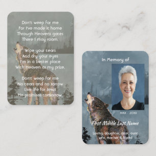 Christian Memorial Keepsake  Howling Wolf Business Card