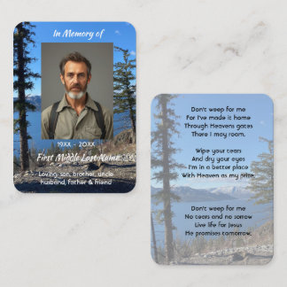 Christian Memorial Keepsake Lake  Forest Trees Business Card